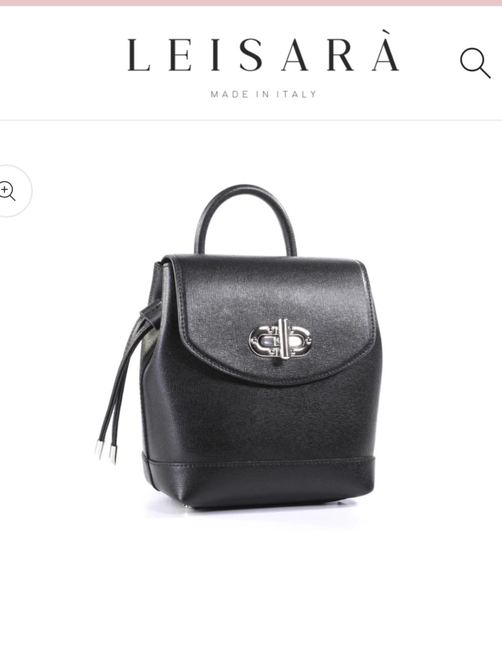 Black Leather Mini Backpack